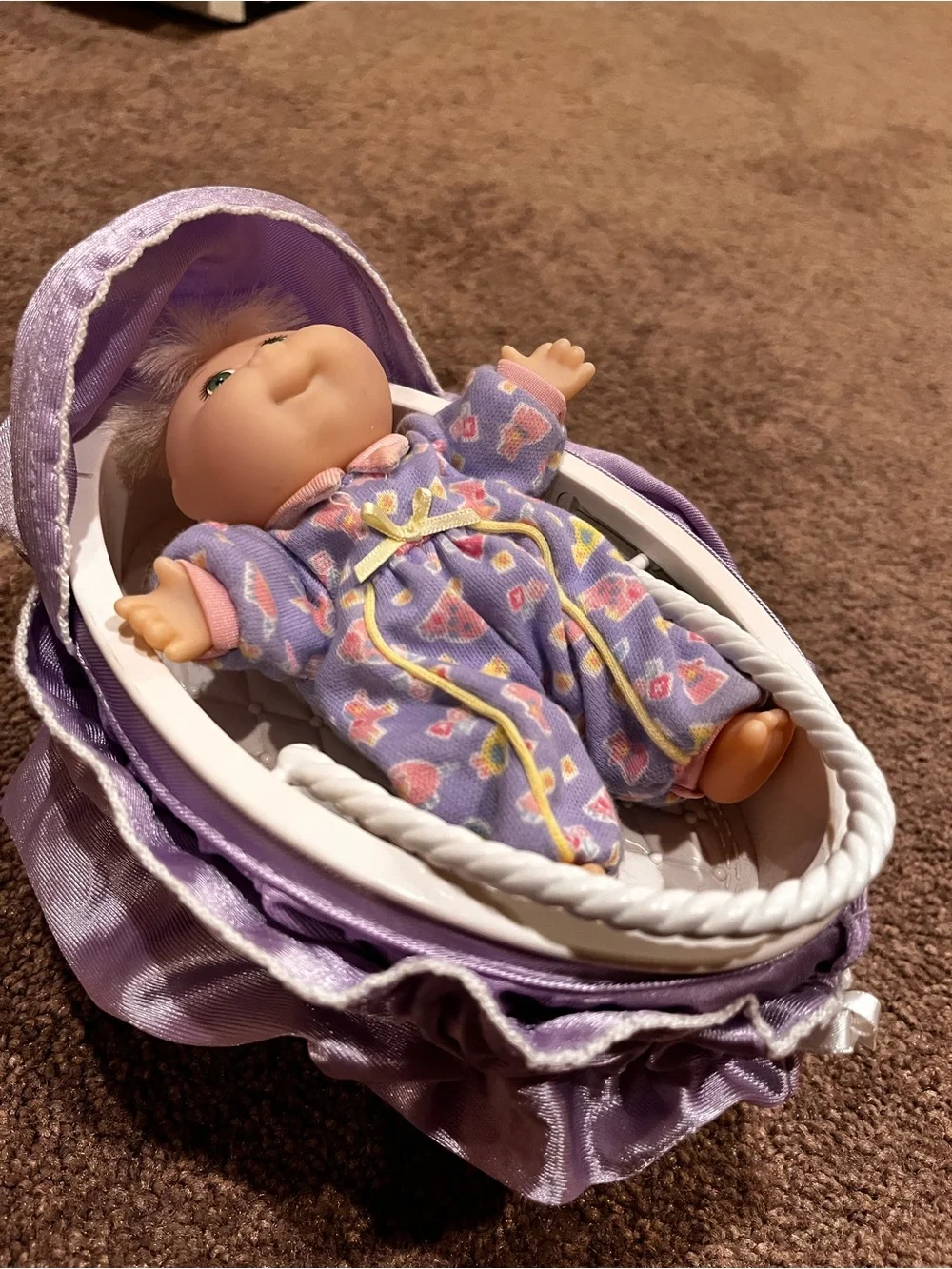 Vintage Cabbage Patch Magic Nursery cradle and mini doll